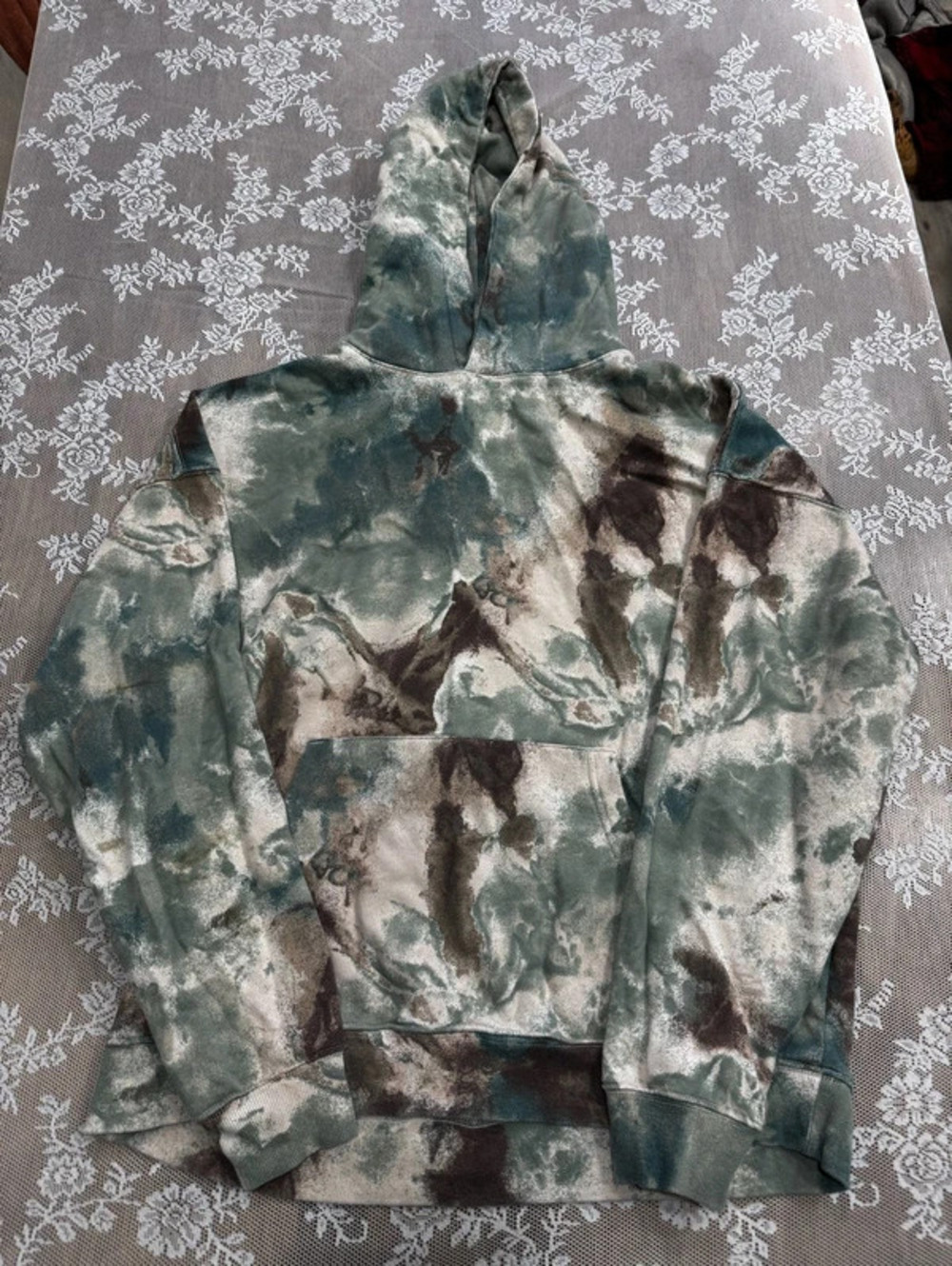 pullover hoodie with abstract tie-dye